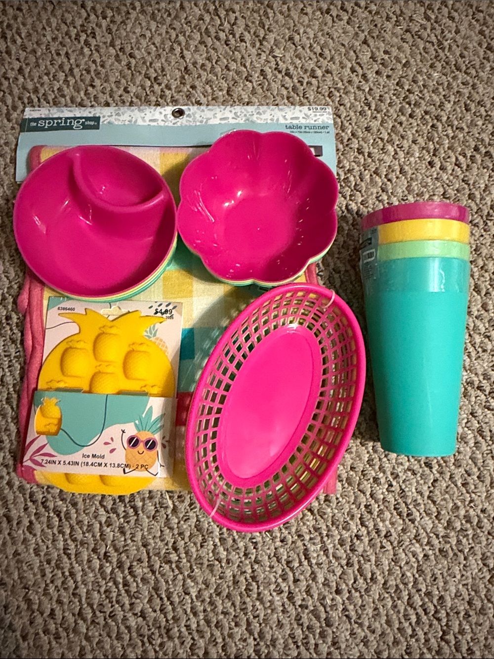 The Spring Shop Pink & Teal Plastic Party Tableware Set